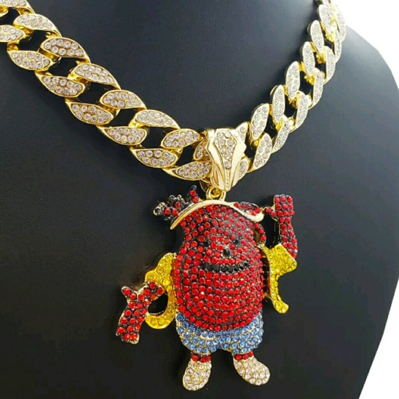 Hip Hop KOOL AID MAN w/ 18" Full Iced Cuban & 1 RO - Picture 2 of 3